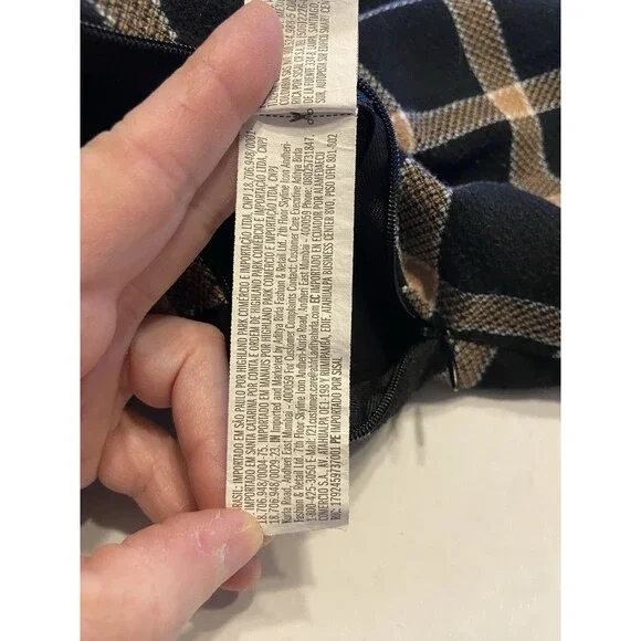 Mini Black Beige Large Plaid Skirt Lined Y2K 90s Vintage Clueless Preppy Student - Picture 11 of 13